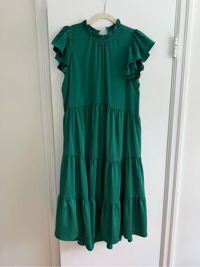 Women’s Emerald Green Ruffle Sleeve Tiered